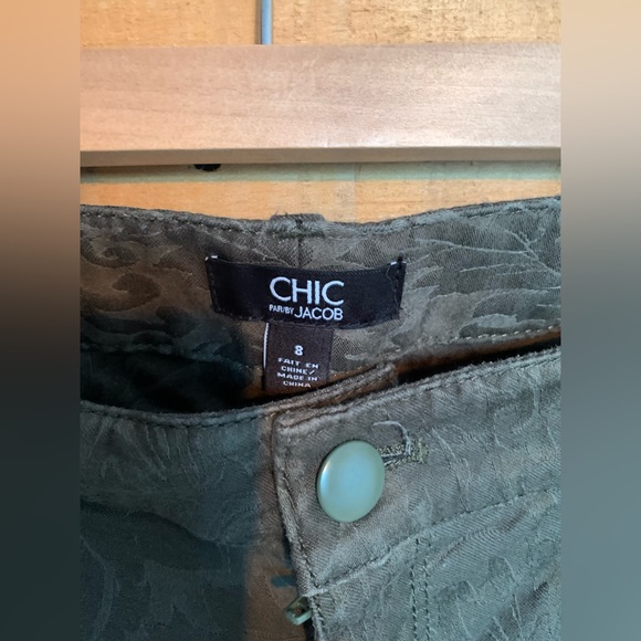 Jacquard Green Straigh leg pants - Picture 3 of 3